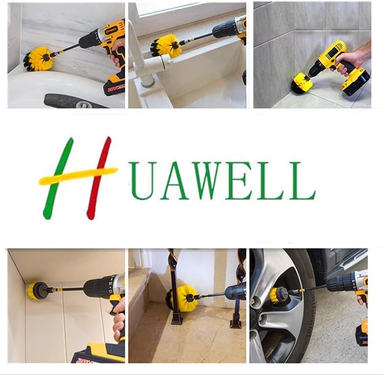 HUAWELL 5-Piece Cleaning Drill Brush Kit with 6 Inch Extender