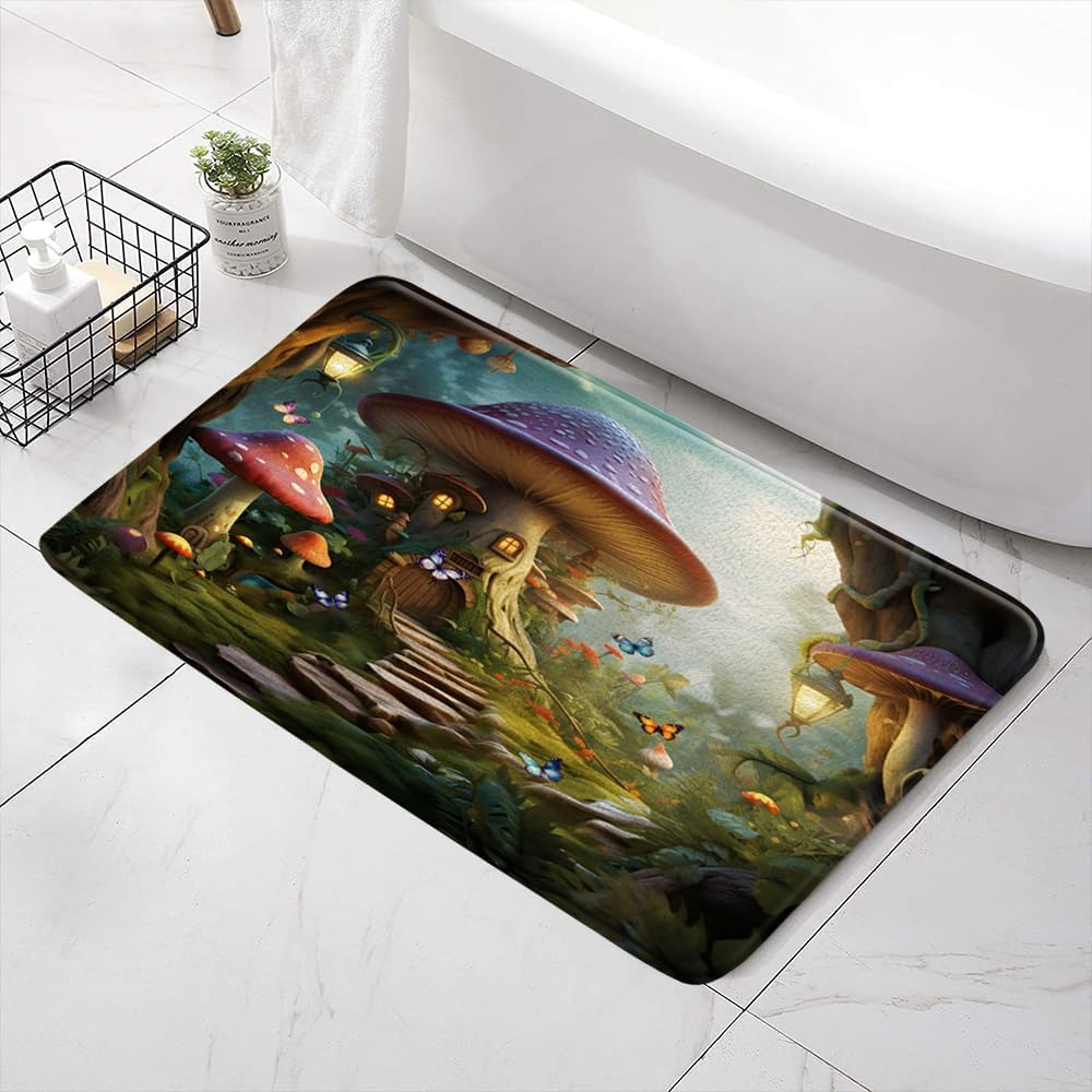 SATRTUD Spring Enchanted Forest Bath Mat - 24x16 Inch Non-Slip Kids Rugs