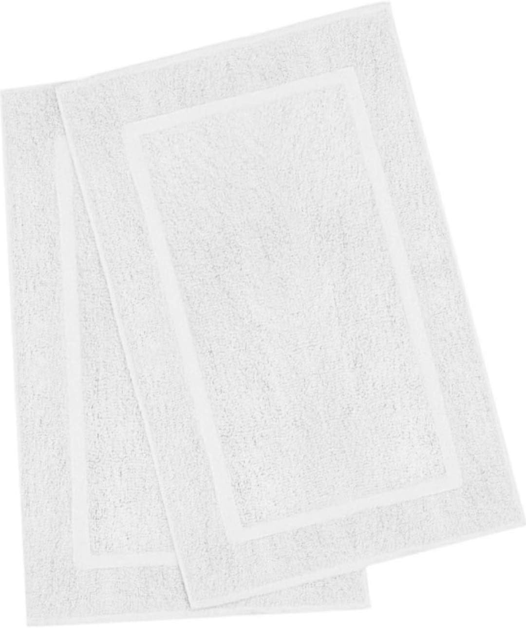 2 Pack White Bath Mats - 100 Ring-Spun Cotton 20x30 Inches