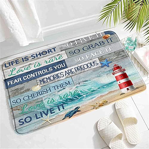 SATRTUD Rustic Beach Bath Mat with Starfish Turtle Design 1