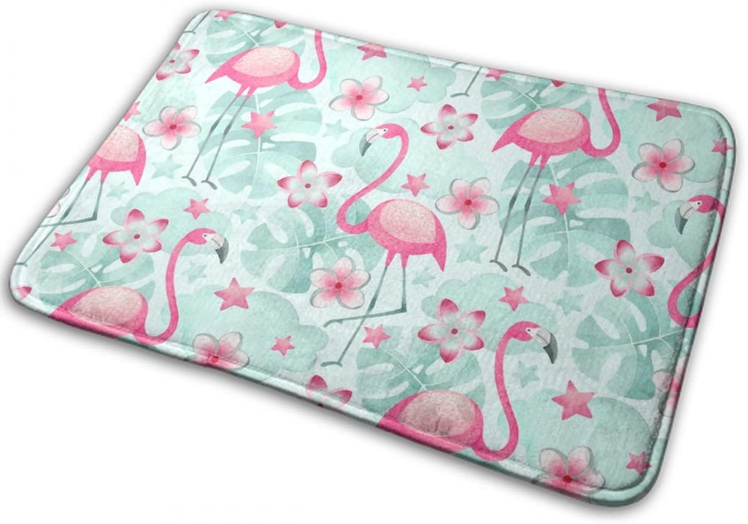 MZERSE Water Absorbent Memory Foam Bath Rug with Flamingo Design