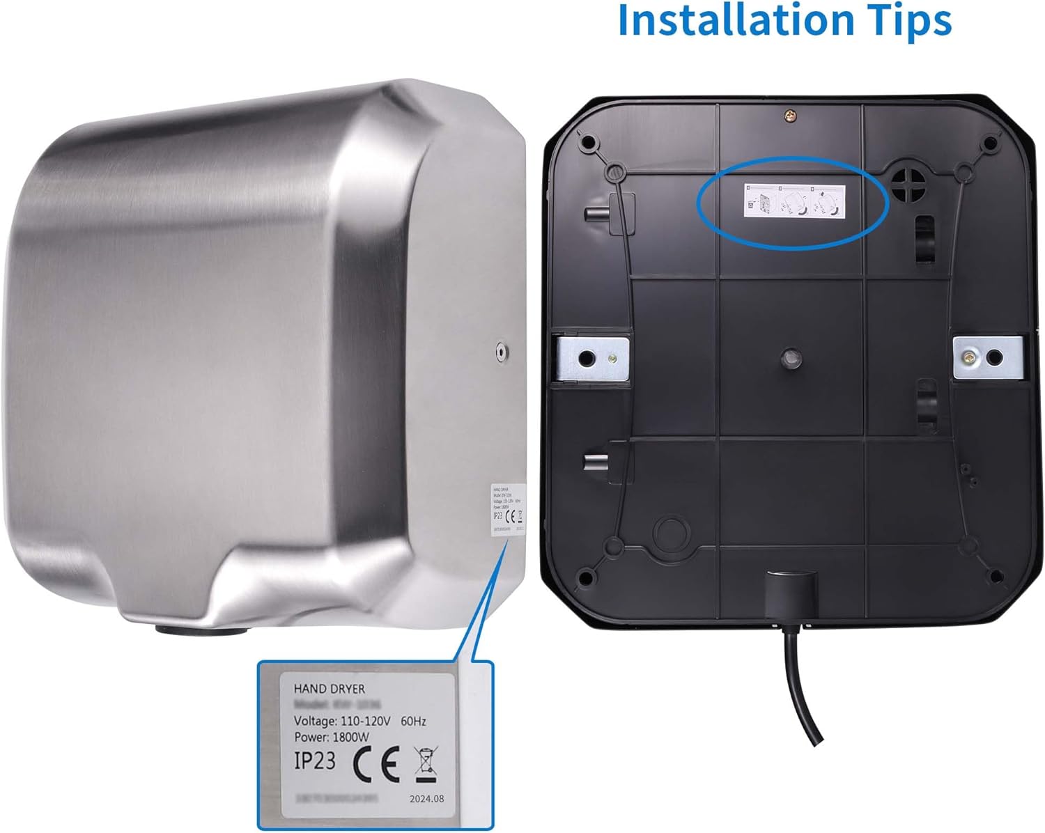 Goetland 1800W Stainless Steel Hand Dryer 1