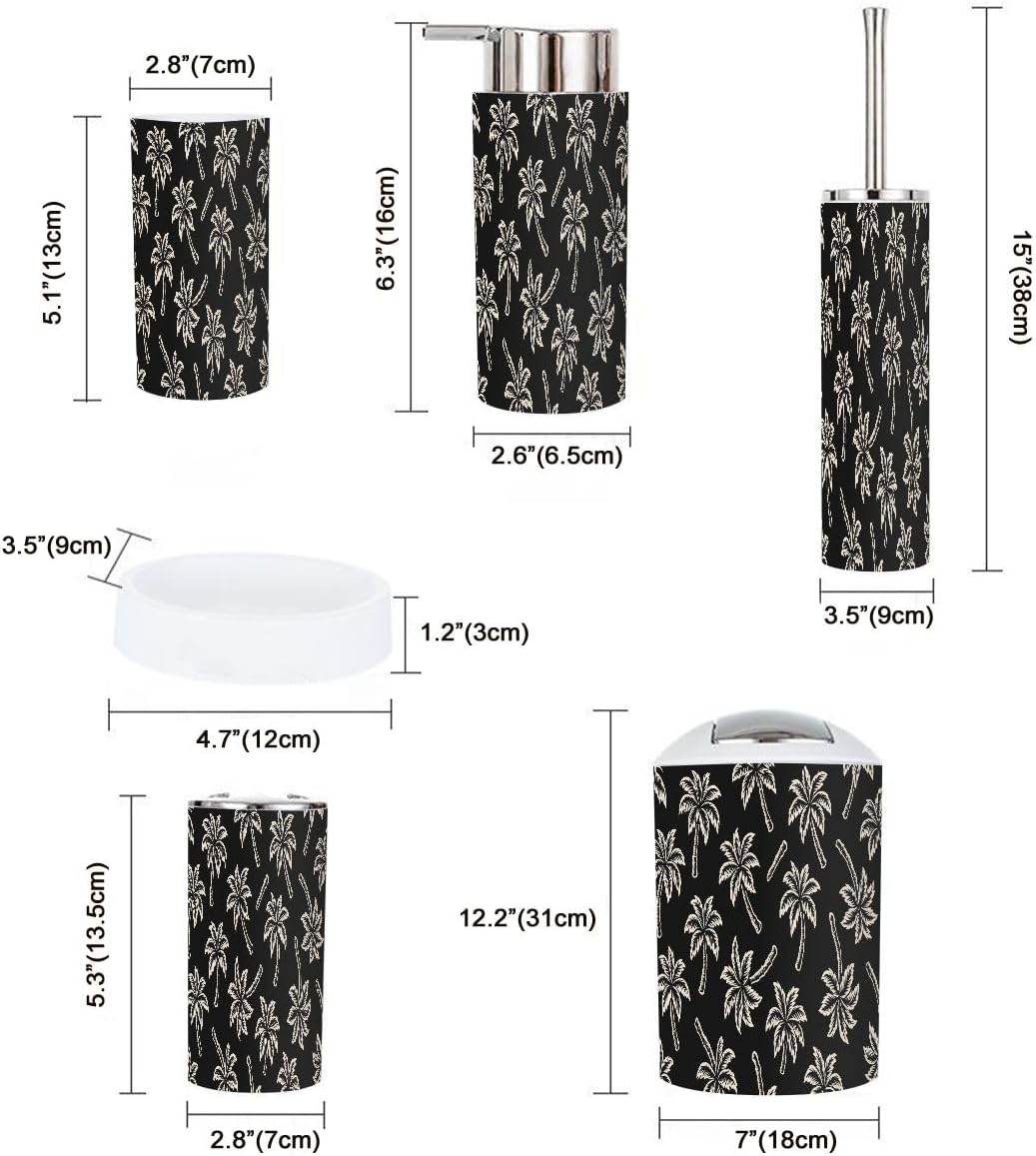 TRANQDEHOM 6 Piece Boho Tropical Bathroom Accessory Set