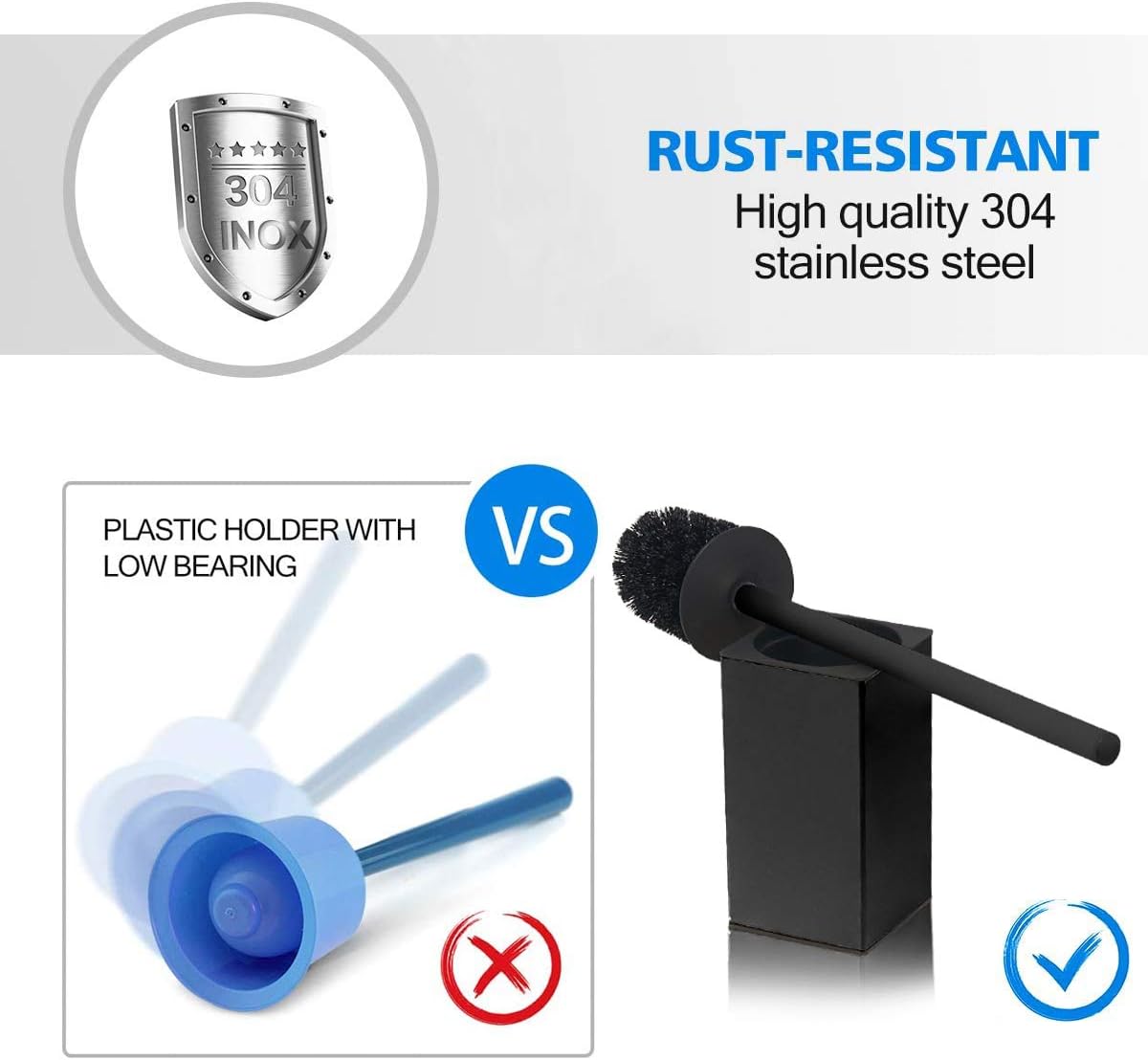 Stainless Steel Toilet Brush Holder for Bathroom Storage