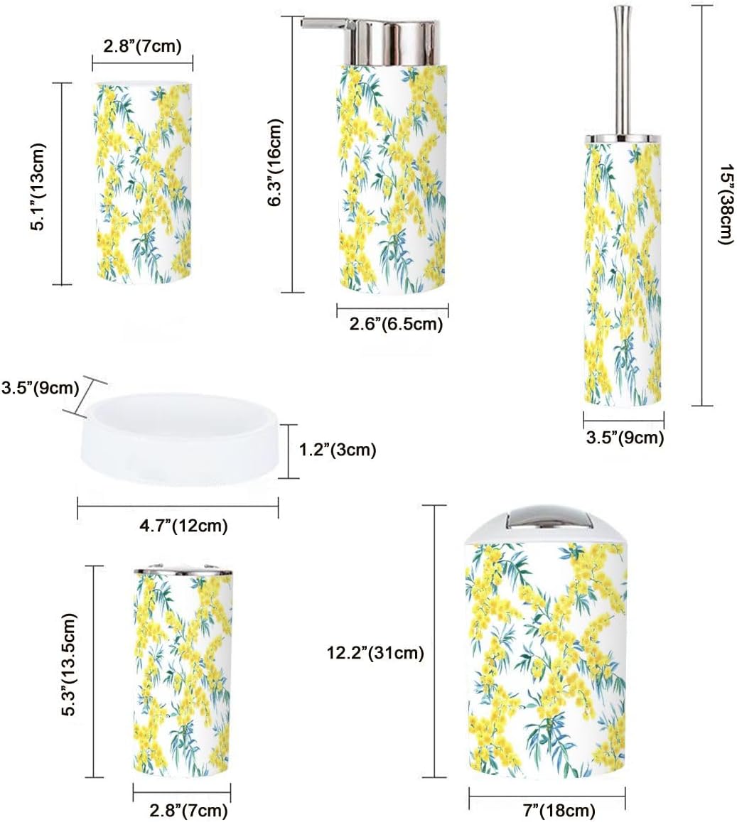 Boho Floral Bathroom Accessories Set 6 Piece