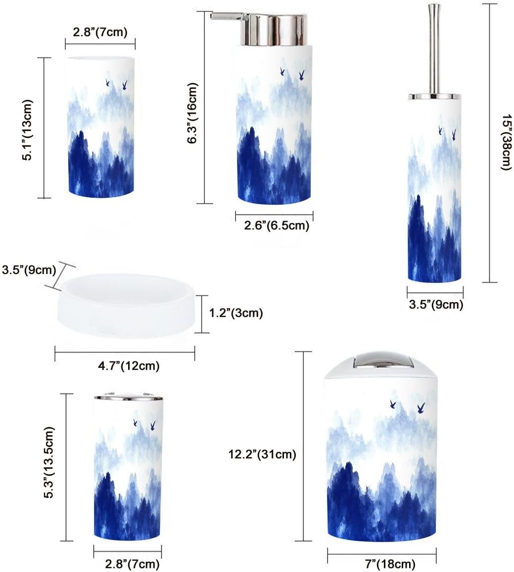 Boho Flock Birds Bathroom Accessory Set 6 Piece