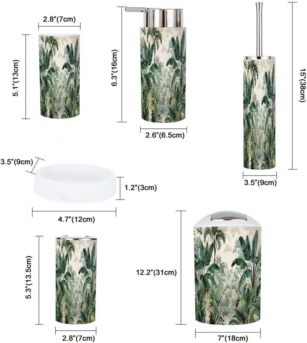 Boho Jungle Bathroom Accessory Set 6 Piece 1