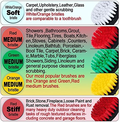 HUAWELL 5-Piece Cleaning Drill Brush Kit with 6 Inch Extender
