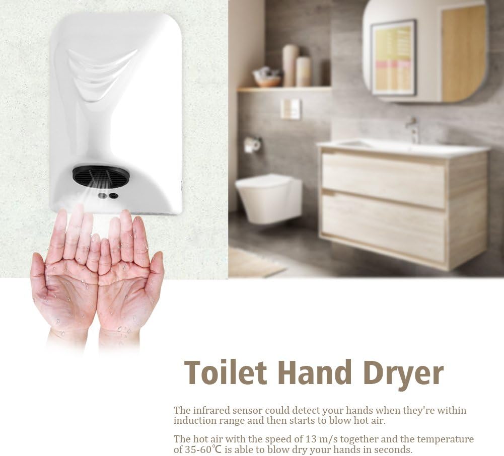 Mini Automatic Hand Dryer with Sensor 600W White ABS