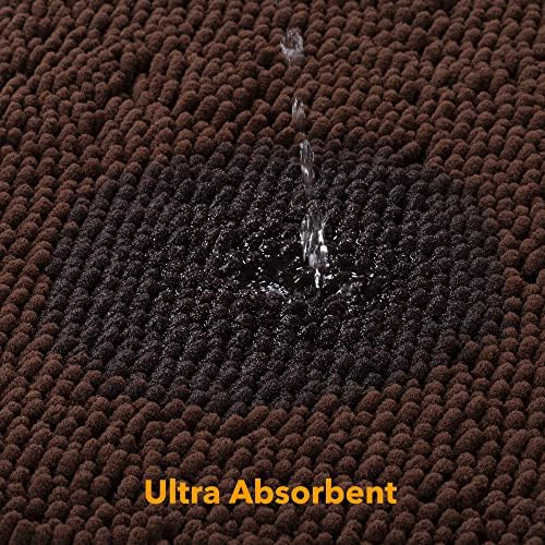 Yeaban 12x18 Bath Rug - Thick Plush Chenille Non-Slip Mat