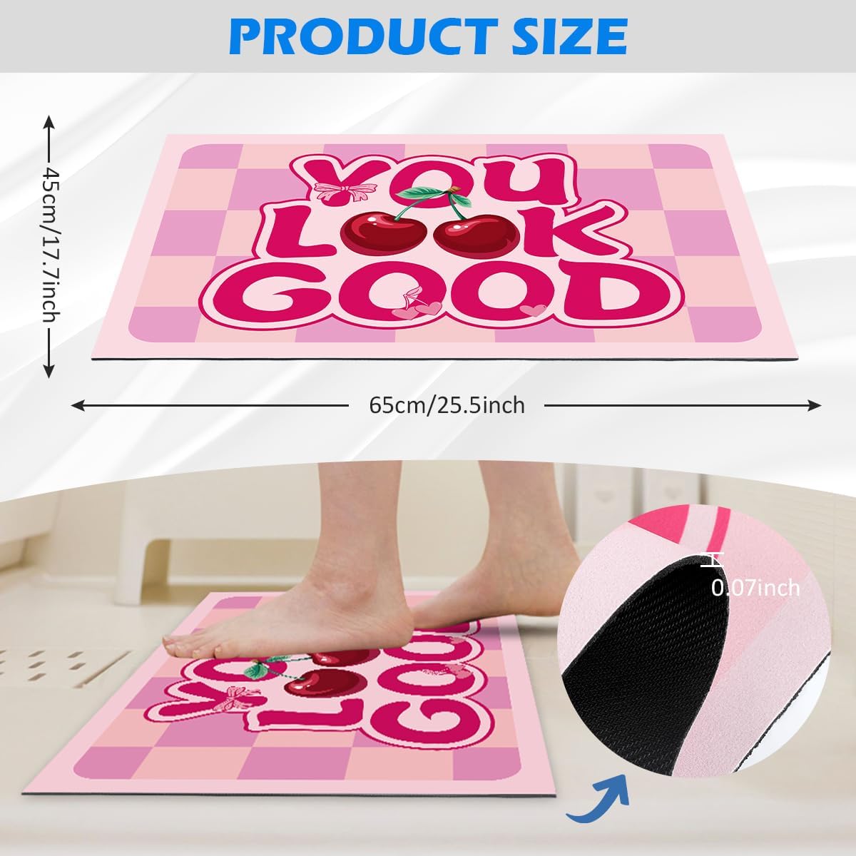 You Look Good Bath Mat - Ultra Thin Non Slip Cherry Pattern