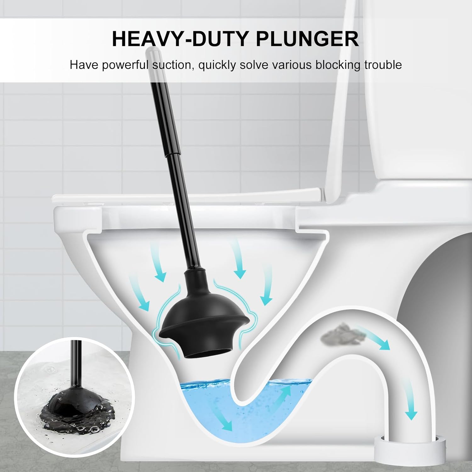 SetSail Toilet Brush and Plunger Set with Automatic Lid