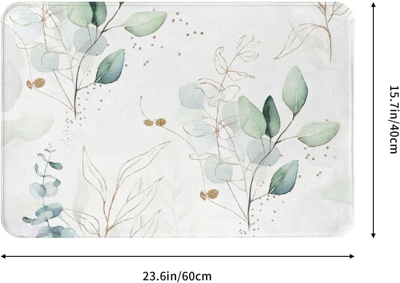 Boho Leaf Bath Mat 16x24in Non-Slip Absorbent Rug