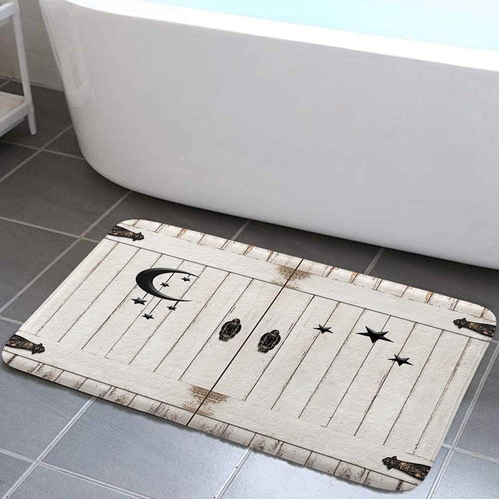 JAWO Rustic Farmhouse Bathroom Rug with Non-Slip Rubber Backing
