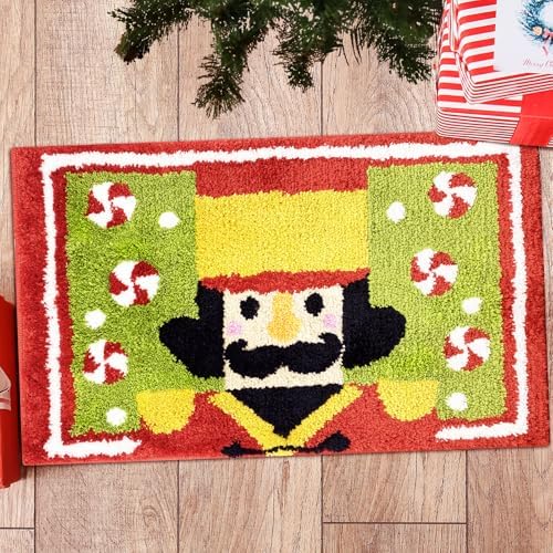 Christmas Bath Mat with Nutcracker Design 20x30 in Red