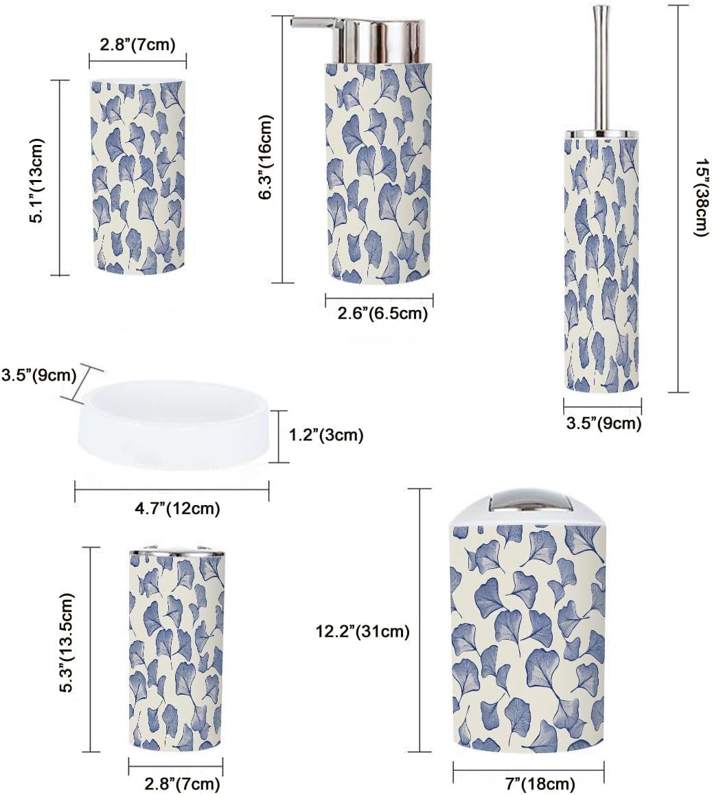 Boho Ginkgo Leaf 6-Piece Bathroom Accessory Set