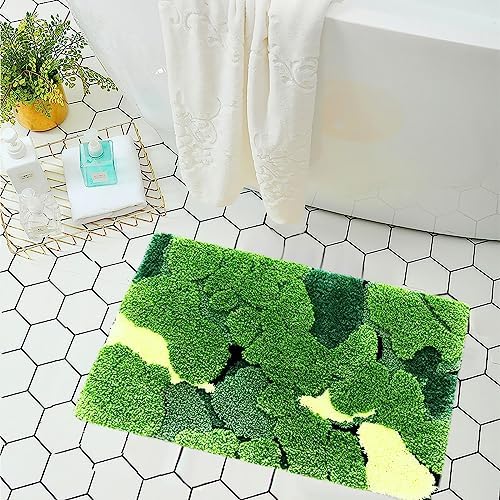 LEVINIS Moss Bath Rug Absorbent Non-Slip Boho Mat 24x16 Inches