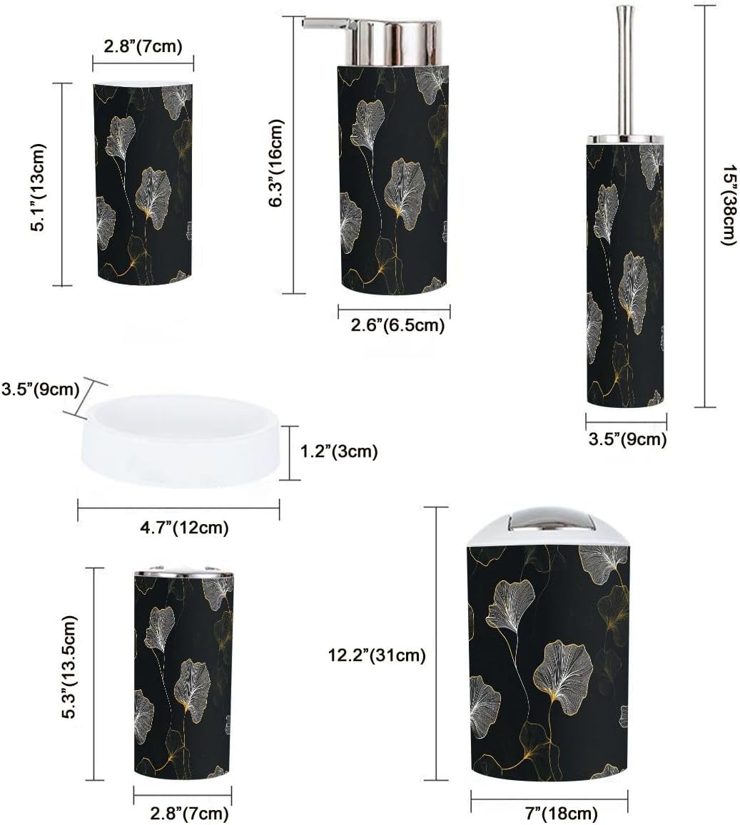 Boho Ginkgo Leaf Bathroom Accessories 6 Piece Set