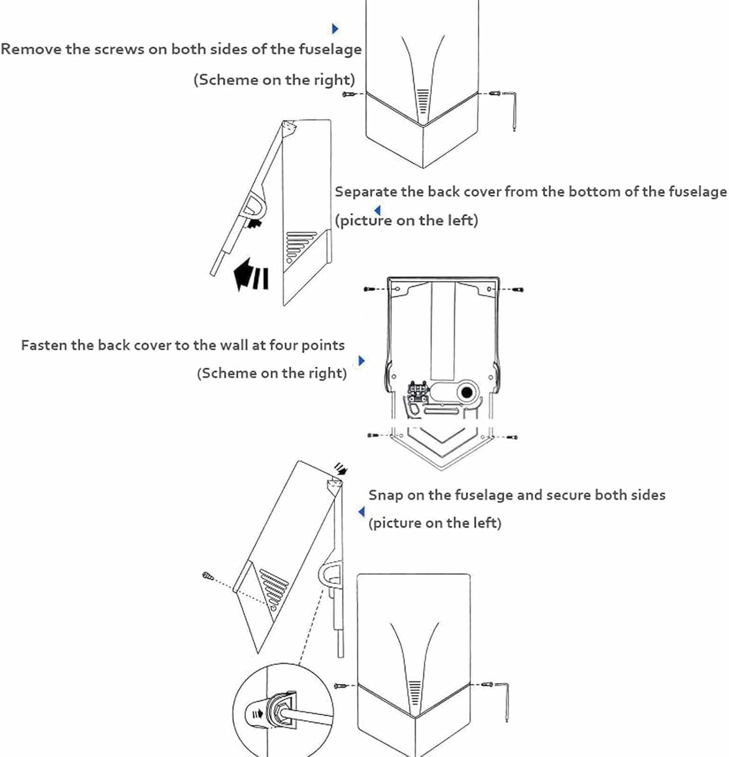 Commercial Wall Mounted Hand Dryer with Sensor 1500W Quick Dry Time Silver