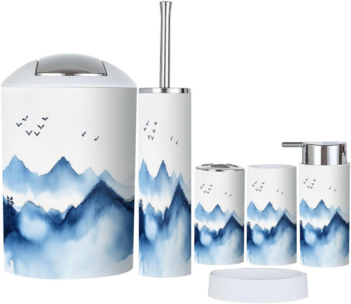 Boho Style 6 Piece Bathroom Accessory Set