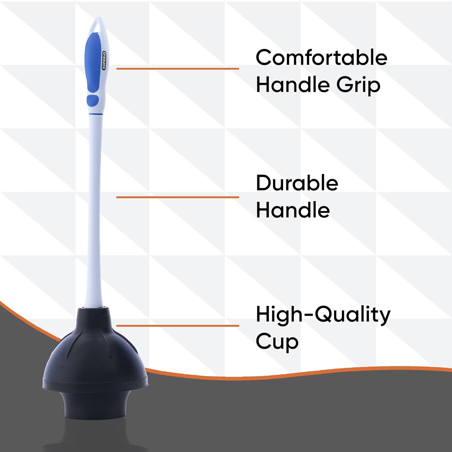 Superio Toilet Plunger and Holder Blue 2-Pack 1