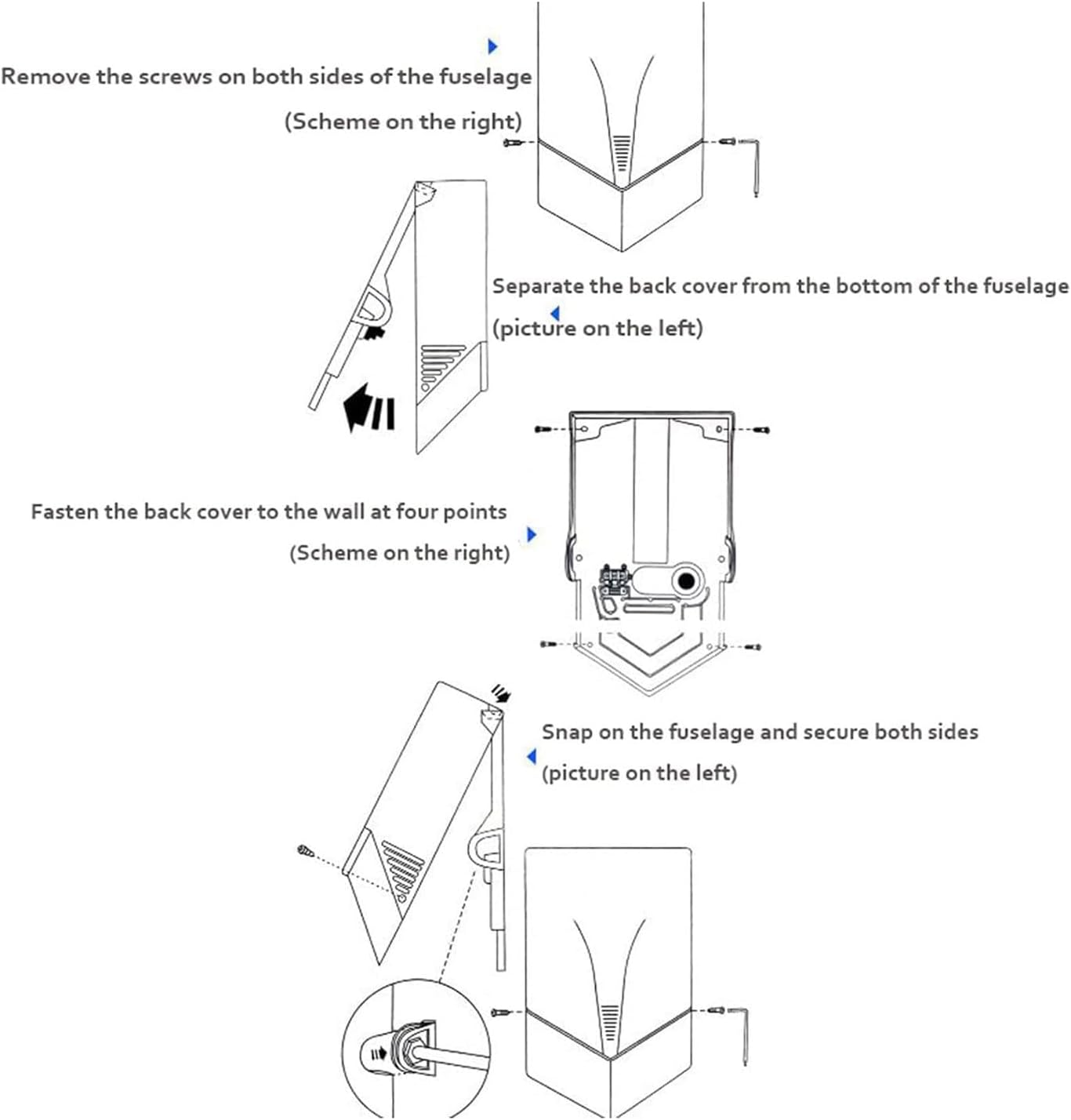 COYEUX Commercial Hand Dryer Wall Mounted Automatic Induction