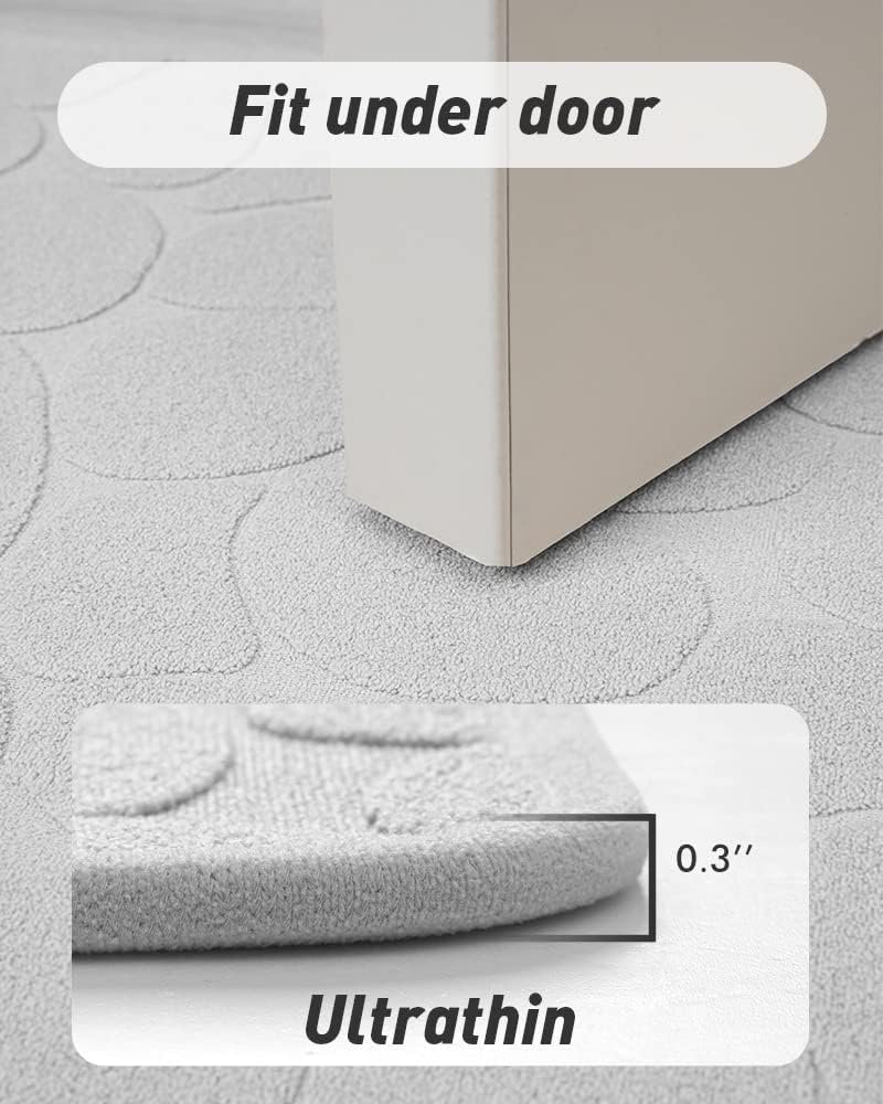 COCOER Super Absorbent Bath Mat with Rubber Backing 16x24 Gray