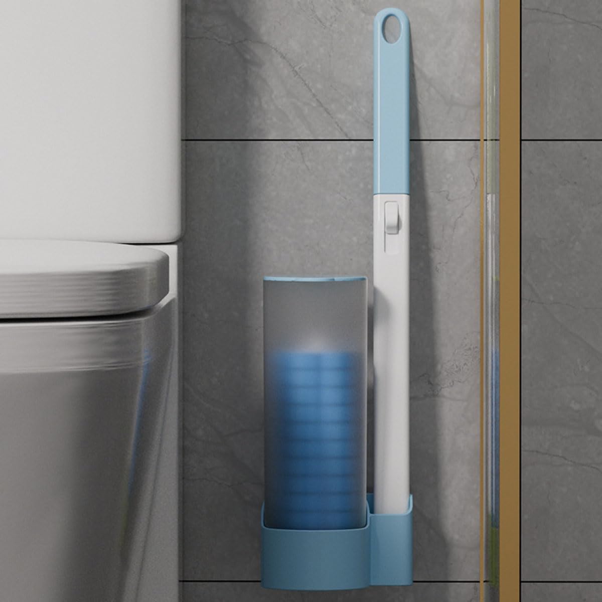 JUDEWY Toilet Brush Holder Set with 18 Refills Purple