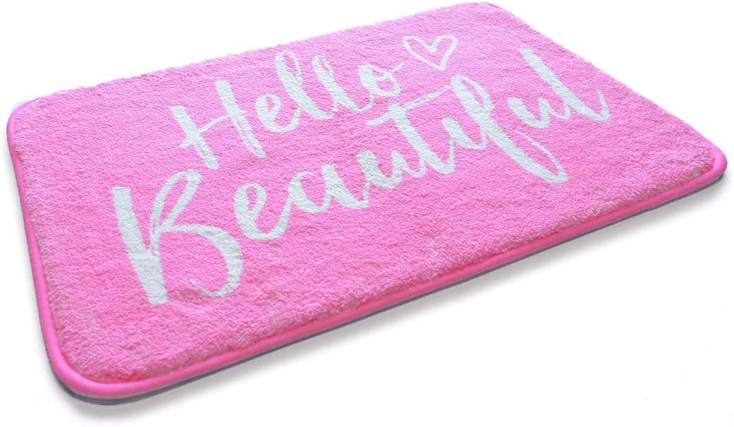 Planzo Hello Beautiful Bath Plush Rug 24x16 Pink