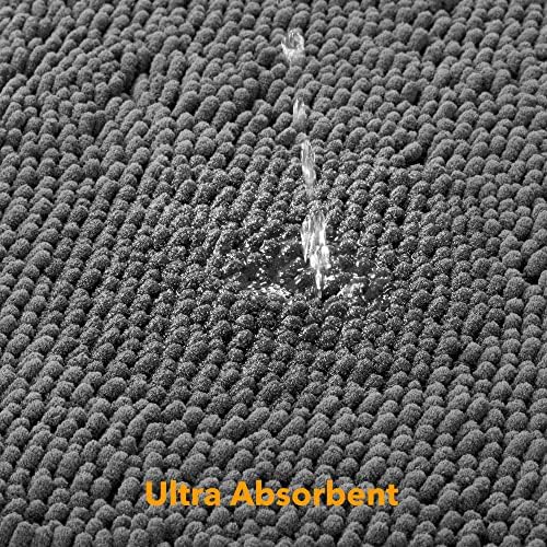 Yeaban 12x12 inch Thick Chenille Bath Rug - Dark Gray