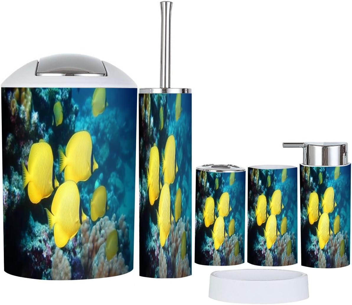 Bathroom Accessory Set 6 Piece Modern Boho Style
