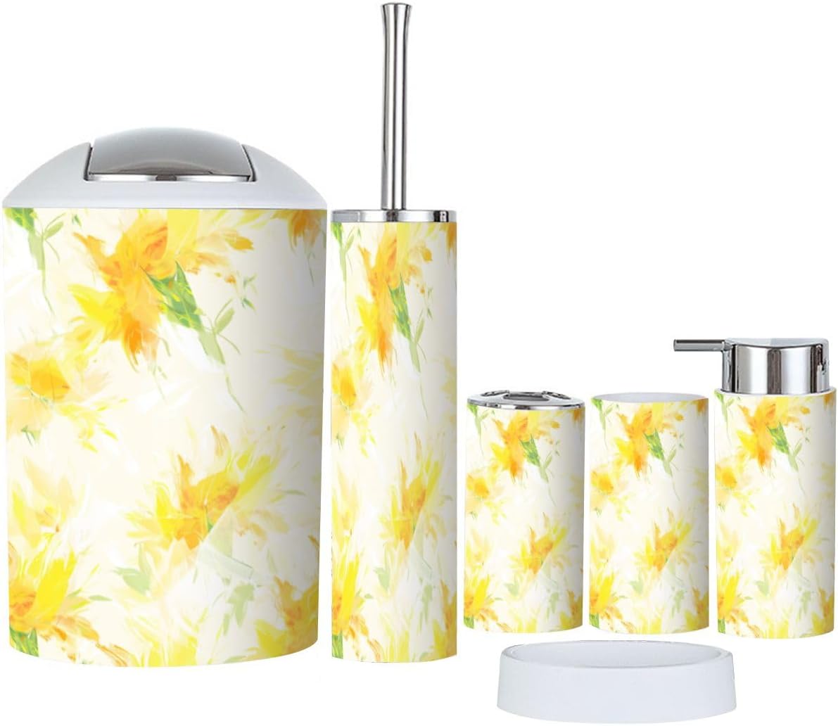 Boho Summer Sunflower Bathroom Accessory Set 6 Piece