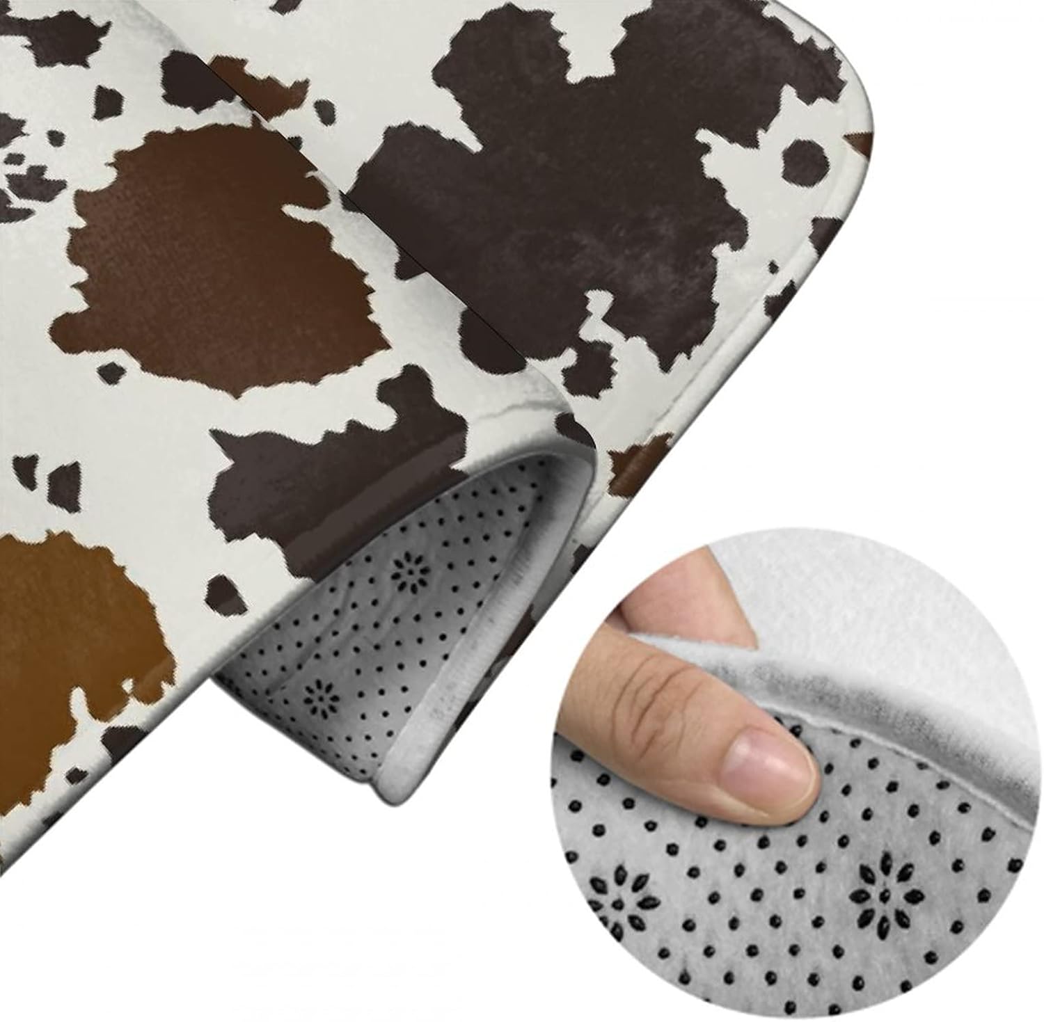 MZERSE Quick Dry Bath Mat with Brown Skin Milk Cow Print