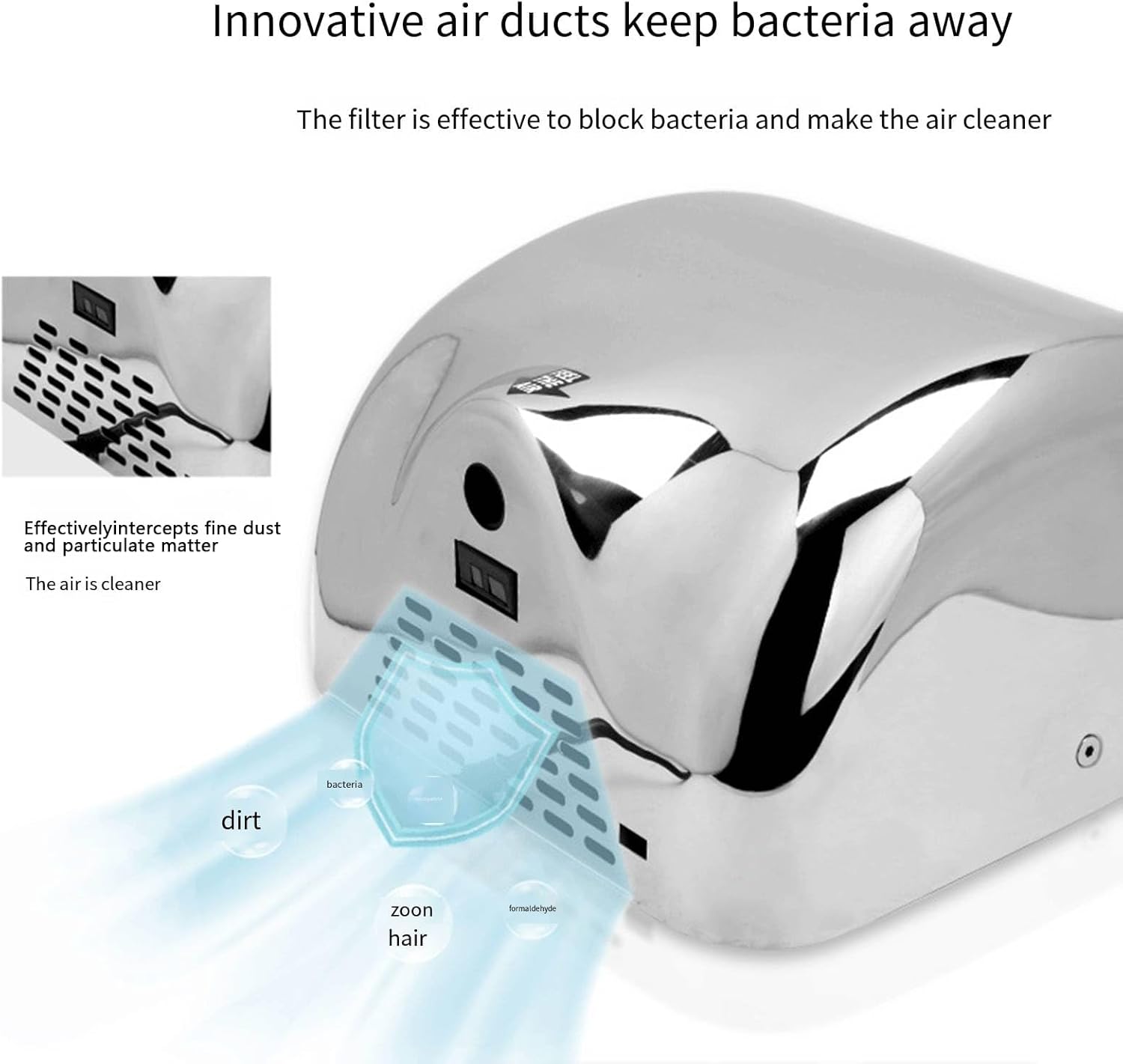 Commercial Hand Dryer with Touch-Free Sensor and 1200W Power