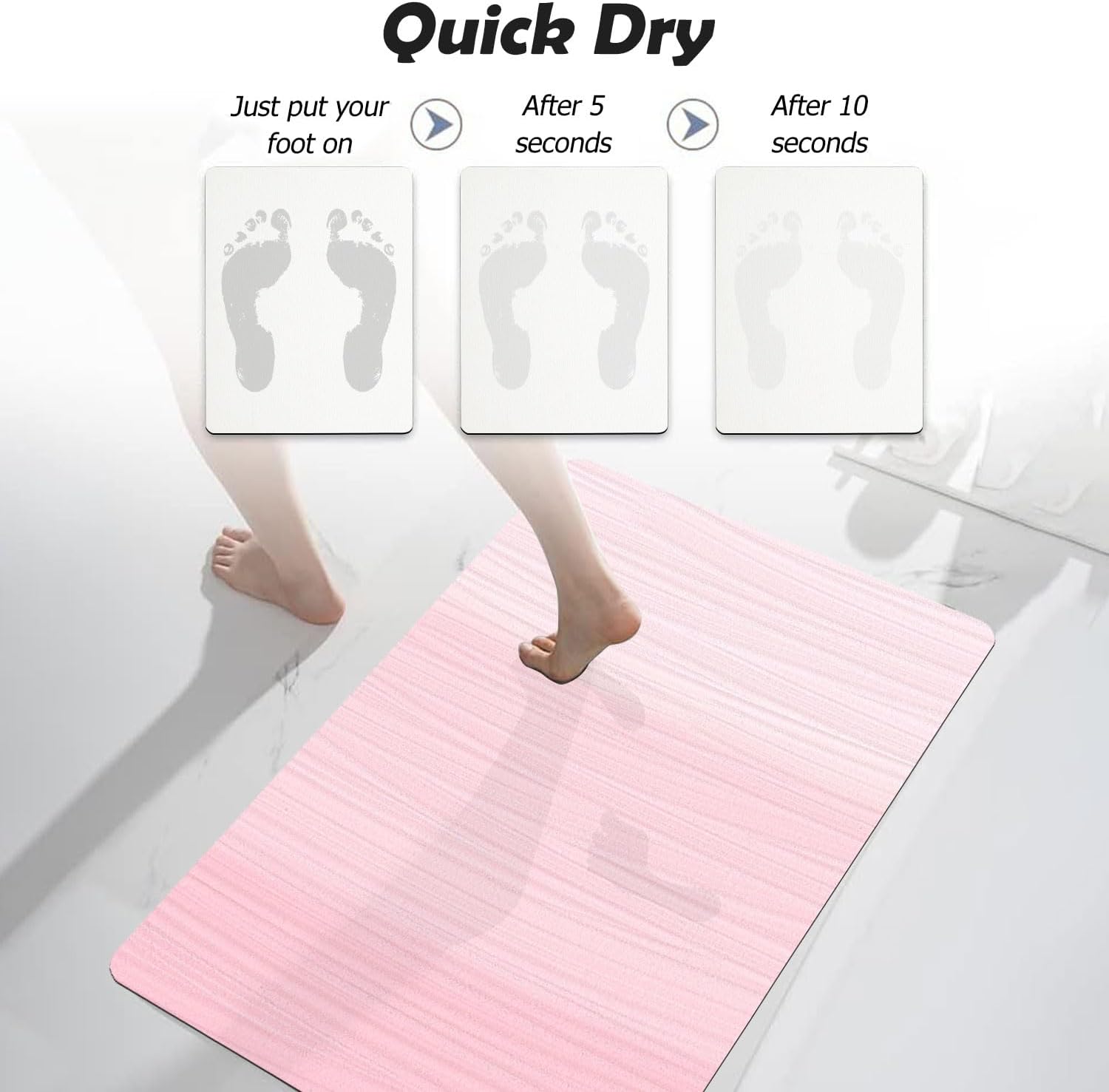 Ineffablex Cute Pink Gradient Bath Mat Quick Dry