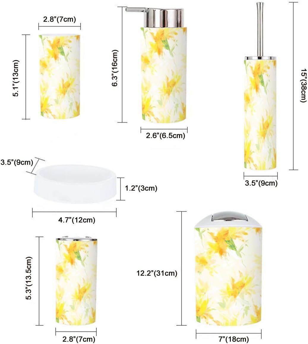 Boho Summer Sunflower Bathroom Accessory Set 6 Piece