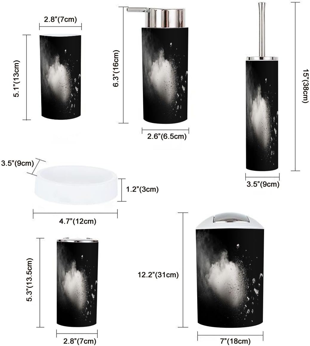 Boho Bathroom Accessories Set 6 Piece Black Stone