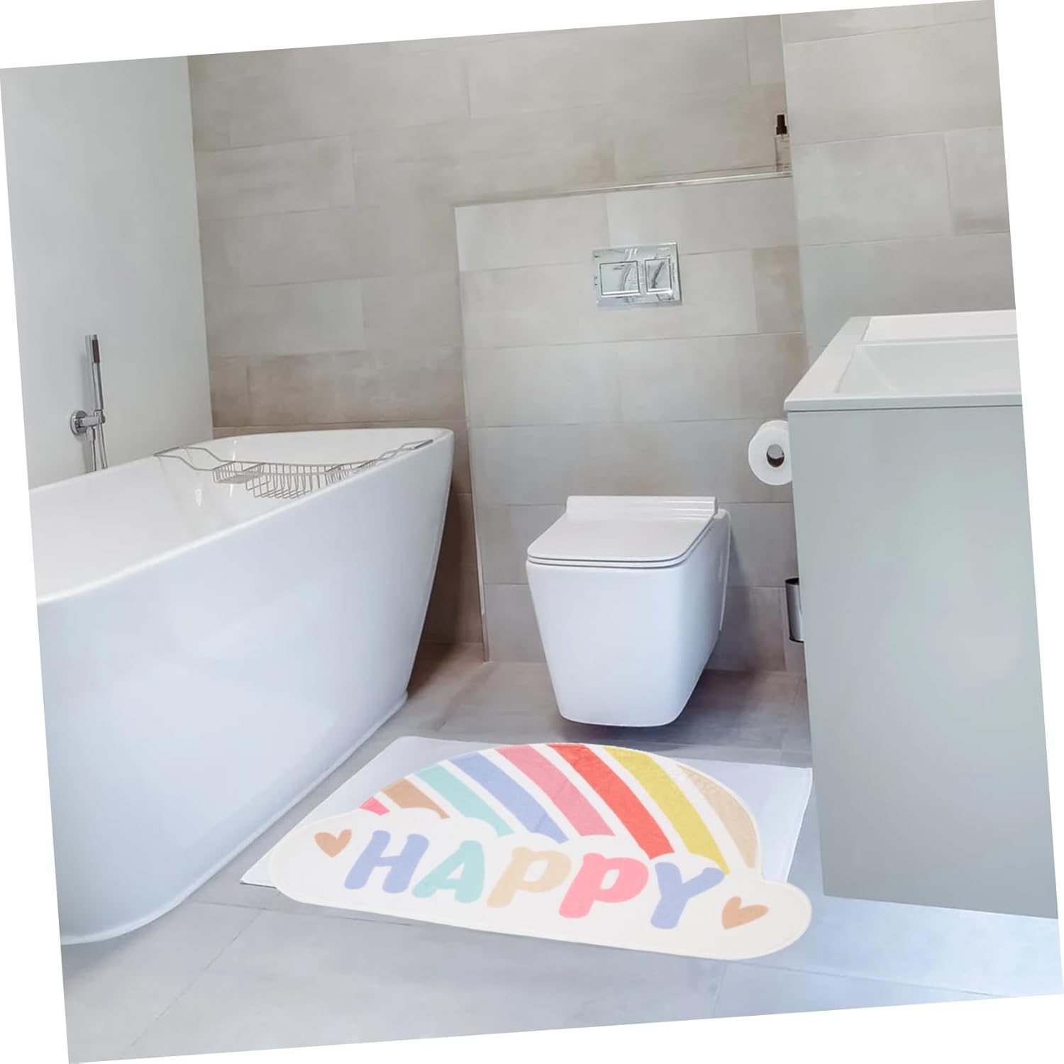 Cabilock Rainbow Bath Mat Kids Welcome Doormat Rug