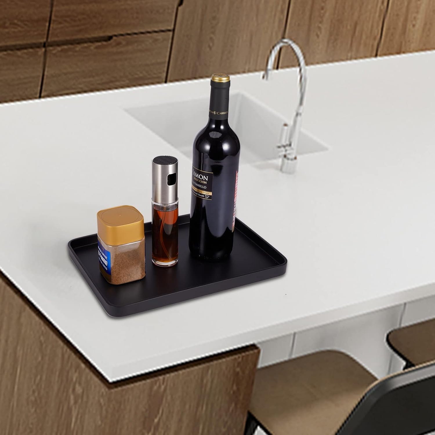 SZYRL Black Resin Bathroom Vanity Tray 1004 x 559 x 098 Inches