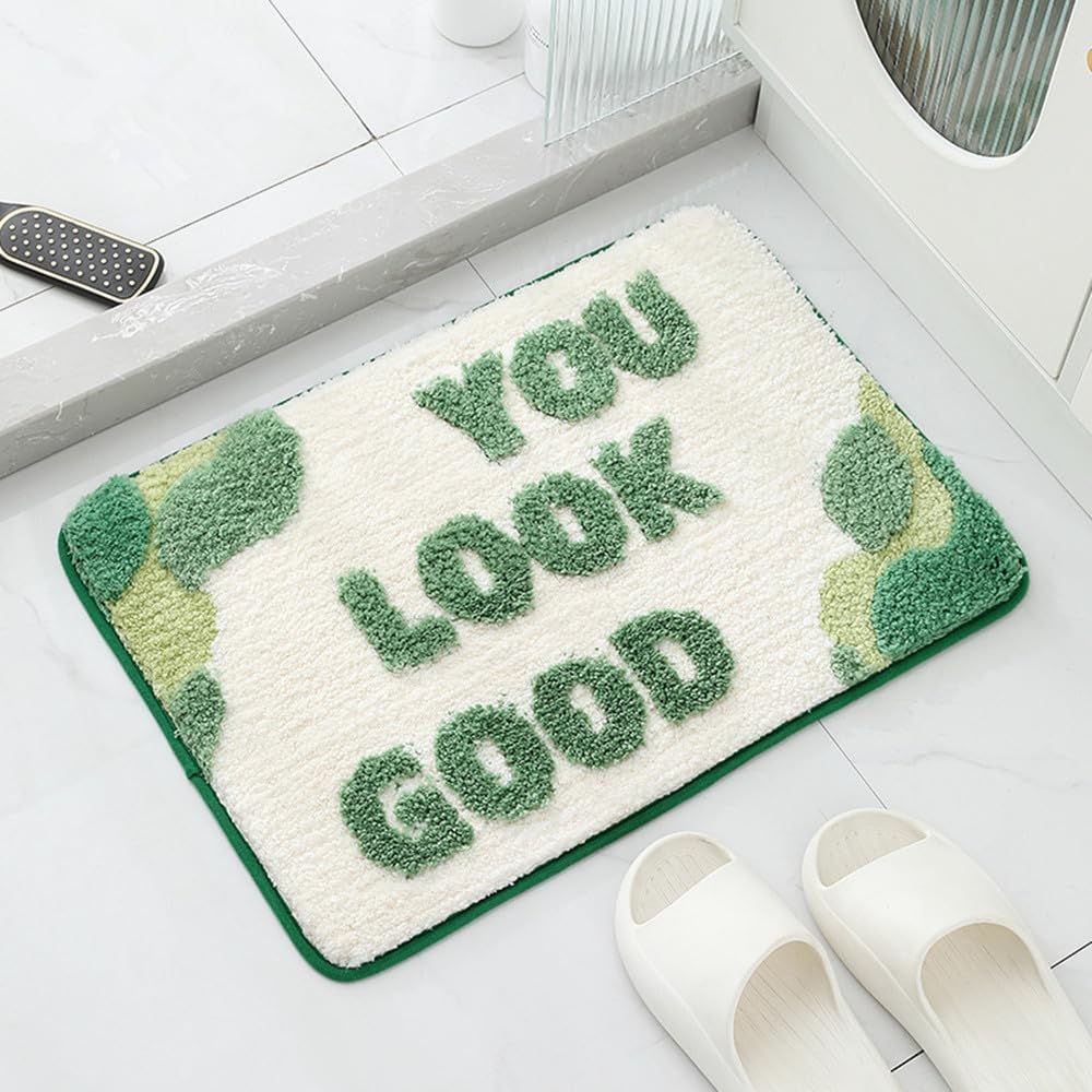 Cute You Look Good Rug - Green White Bath Mat 20x315 Inch