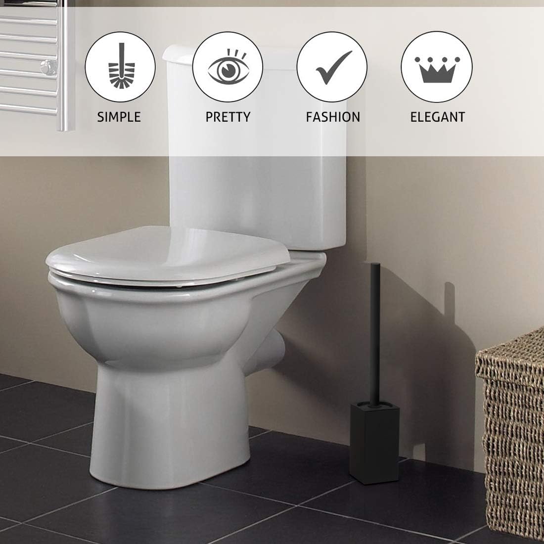 Stainless Steel Toilet Brush Holder for Bathroom Storage