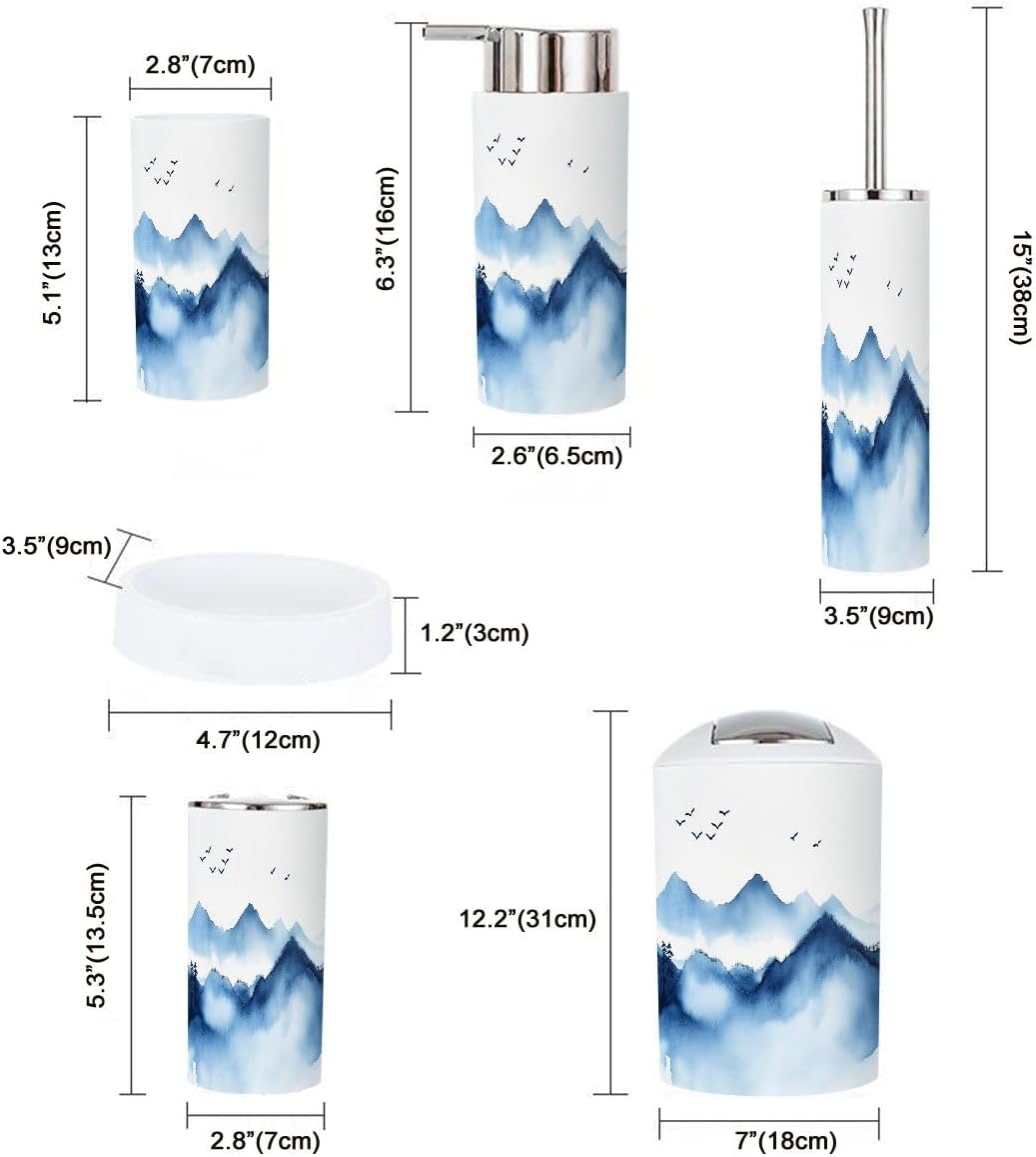 Boho Style 6 Piece Bathroom Accessory Set
