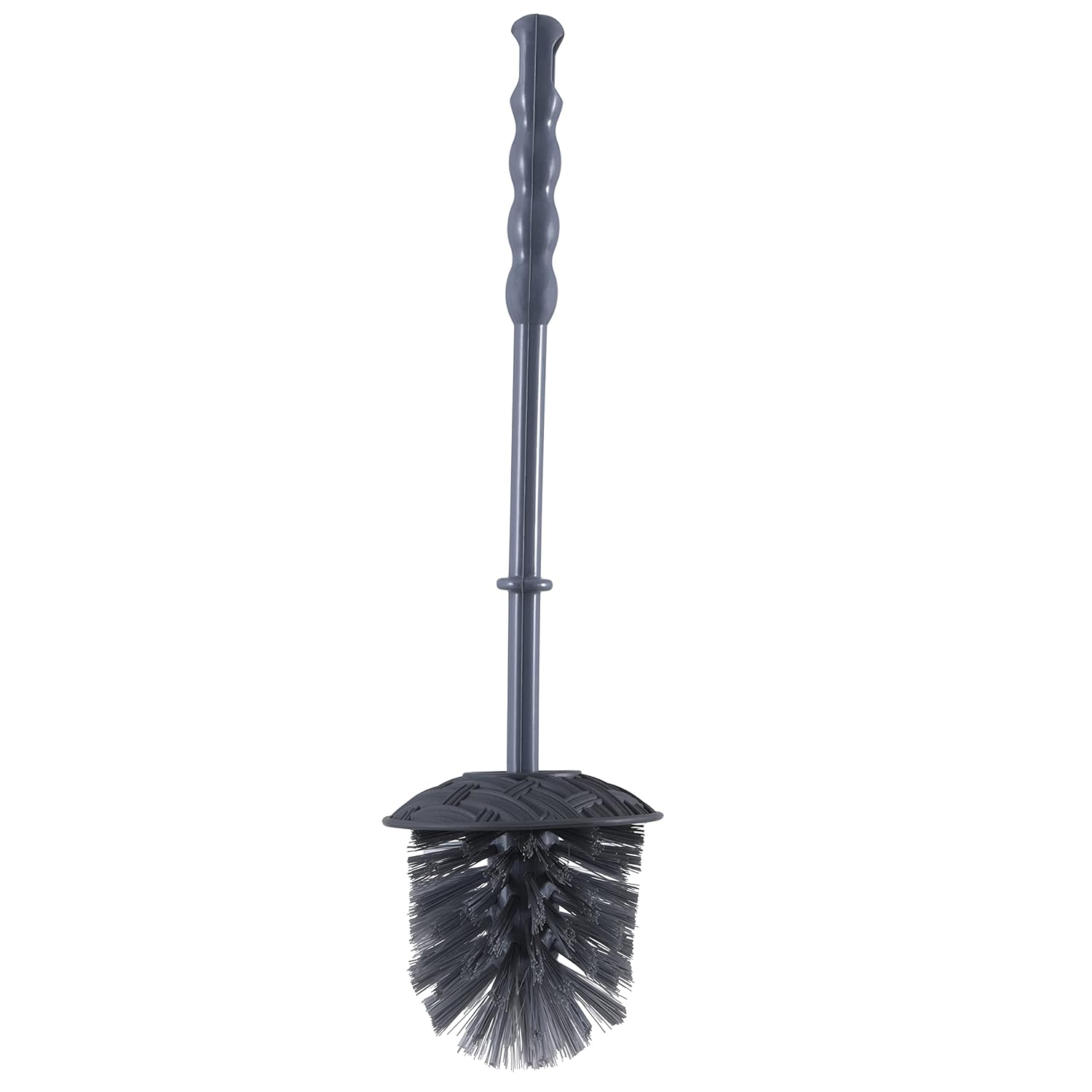Superio Wicker Style Toilet Bowl Brush and Holder - Onyx Grey