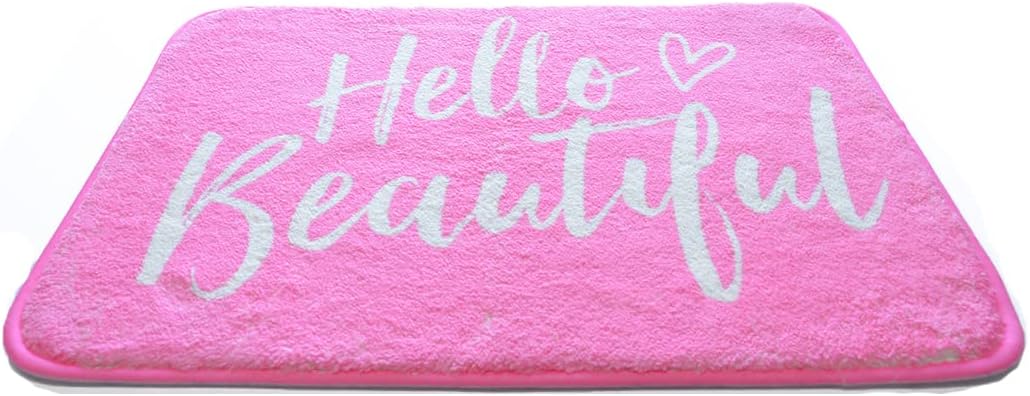 Planzo Hello Beautiful Bath Plush Rug 24x16 Pink