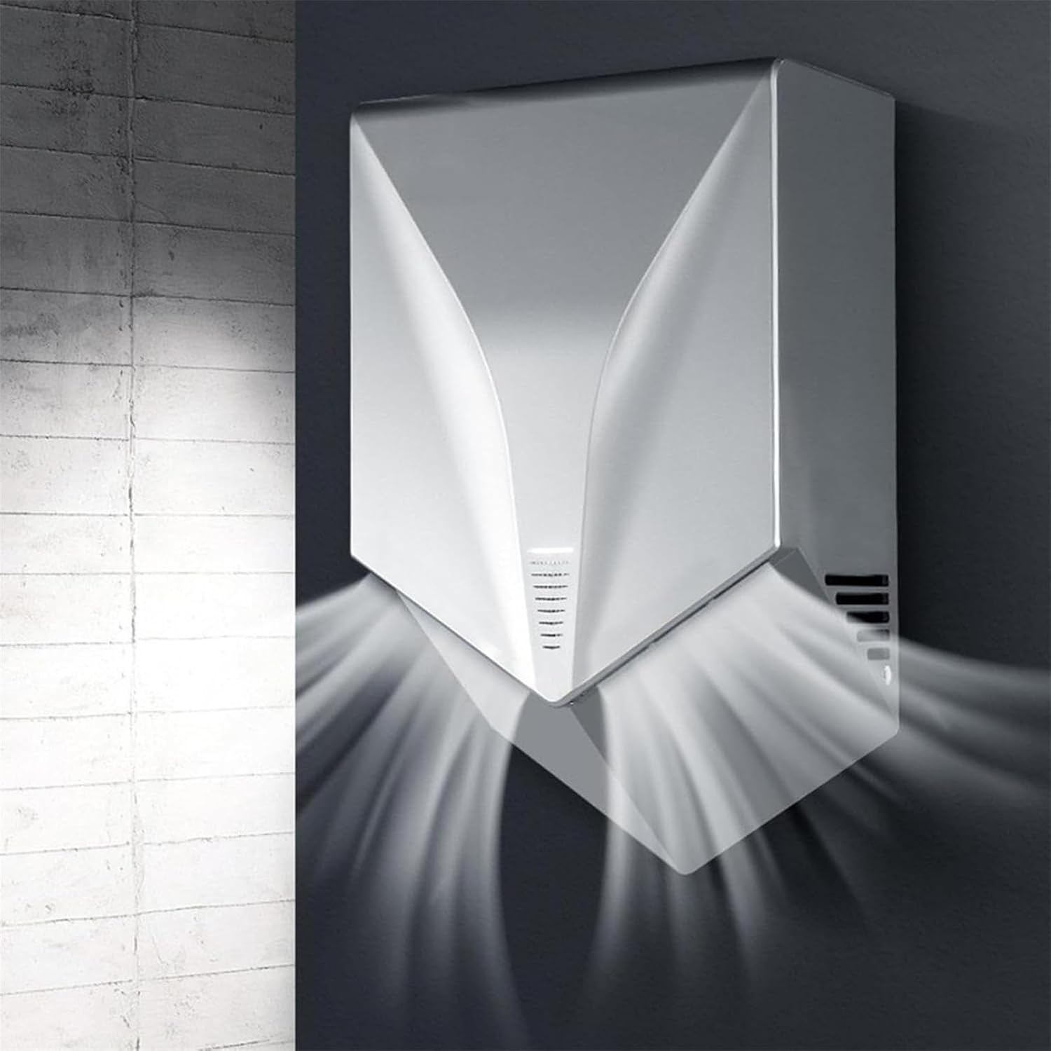 Commercial Wall Mounted Hand Dryer with Sensor 1500W Quick Dry Time Silver