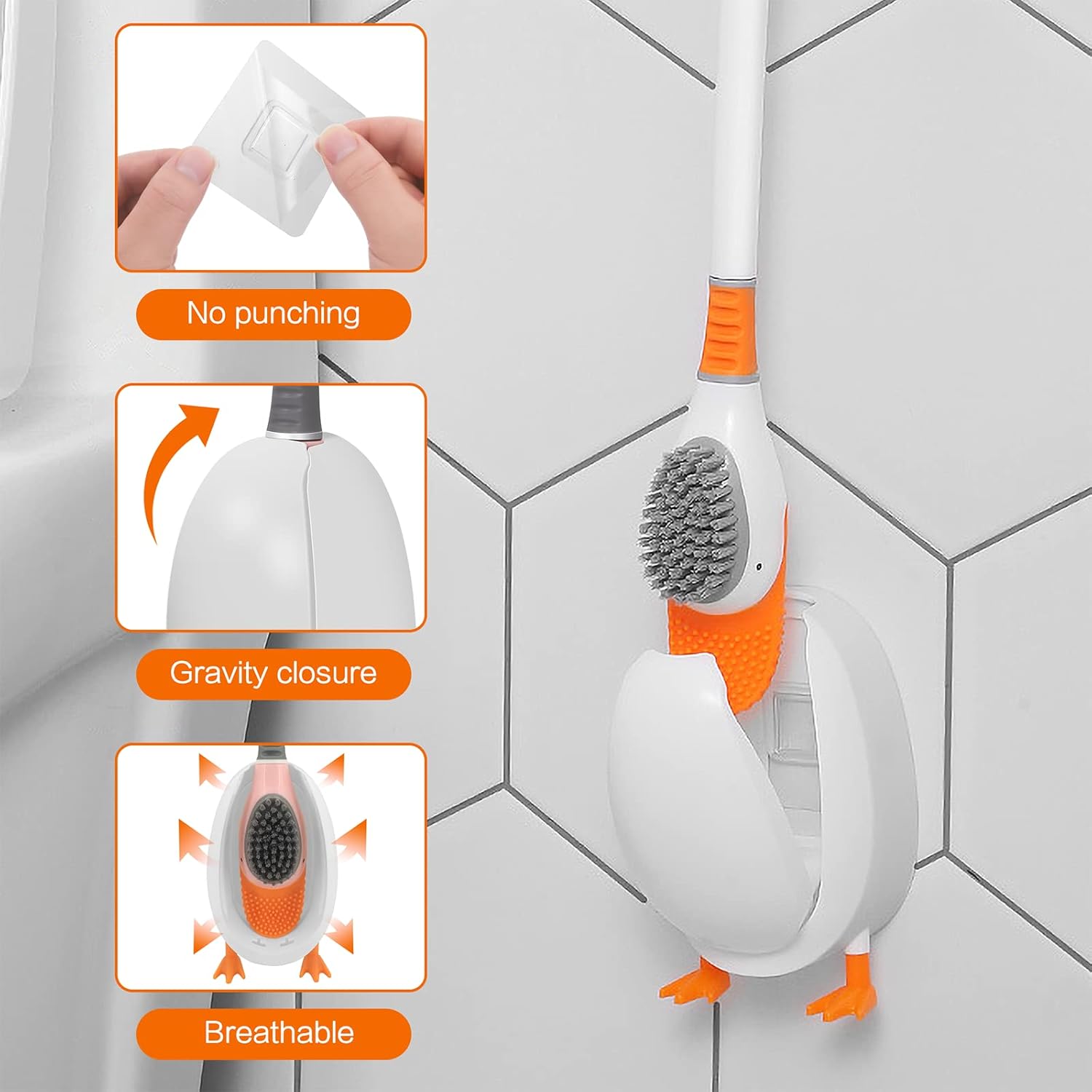 PandaFairy Silicone Toilet Brush Plunger Set Kawaii Duck Design Yellow
