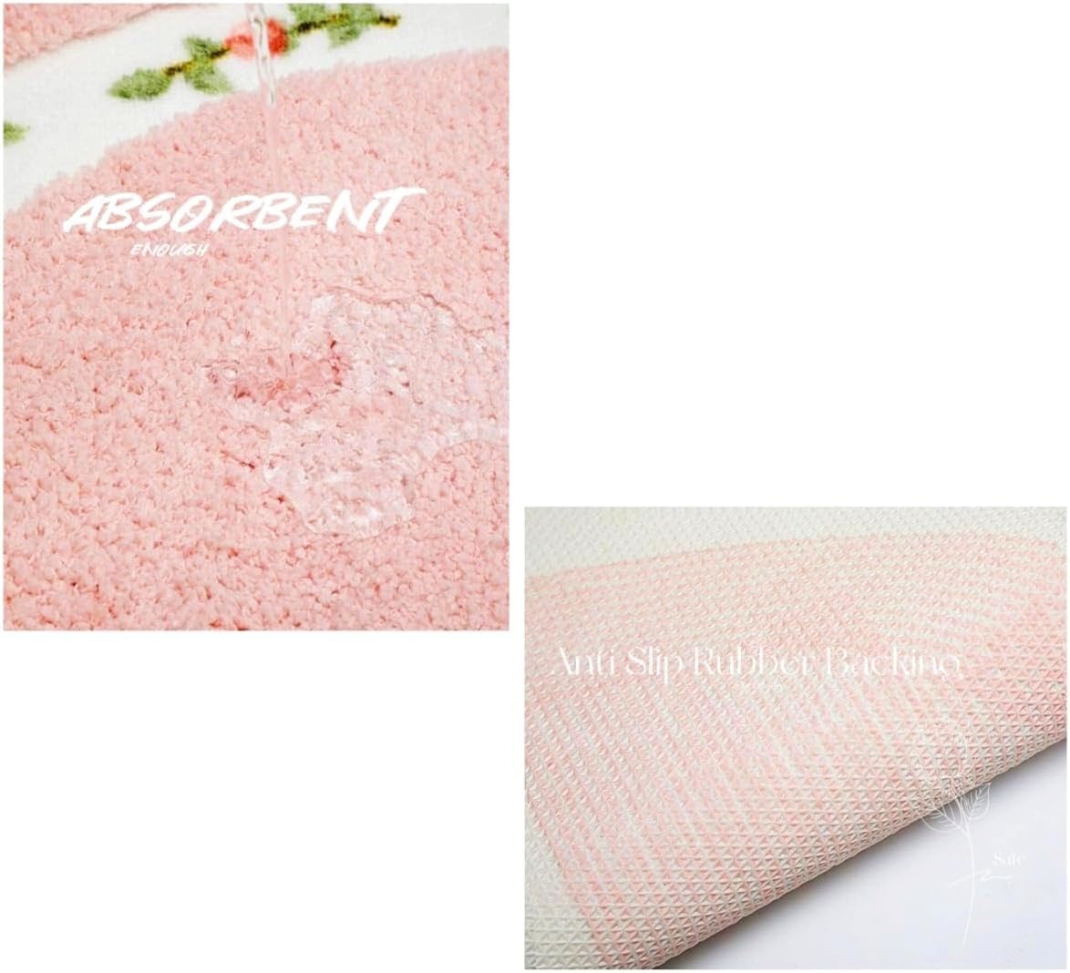Sytian Nice Rose Flower Bath Rug - Pink 157 X 236 Oval