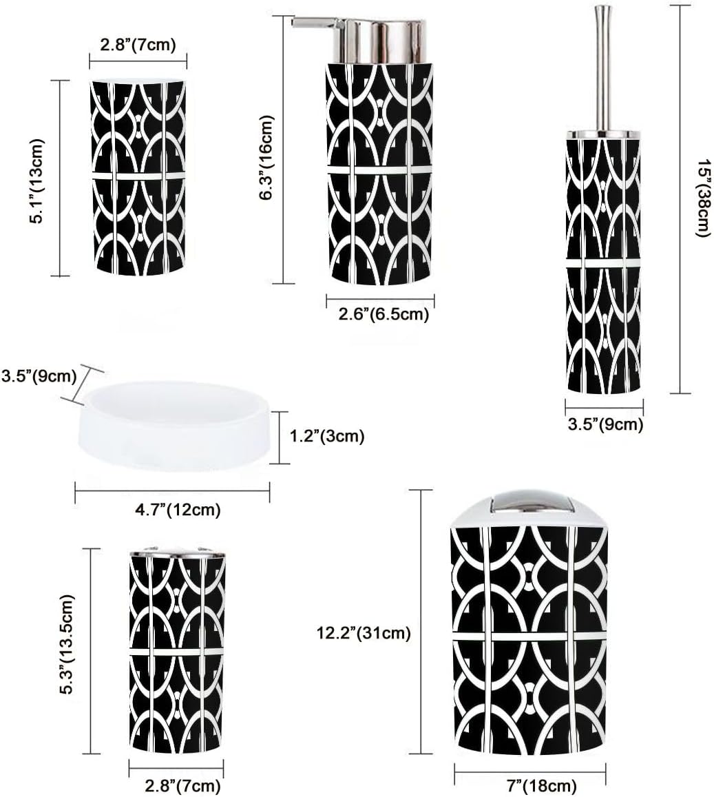Boho Circles Bathroom Accessory Set 6 Piece