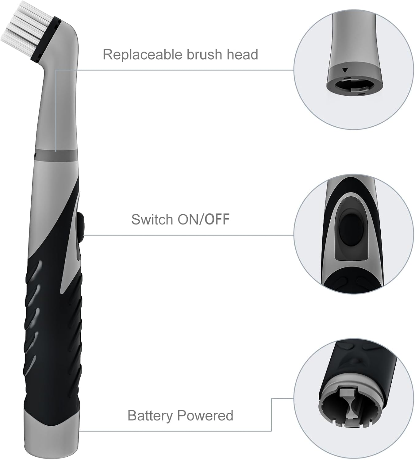 Pest Reject Pro Electric Cleaning Brush with 4 in 1 Brush Heads Black