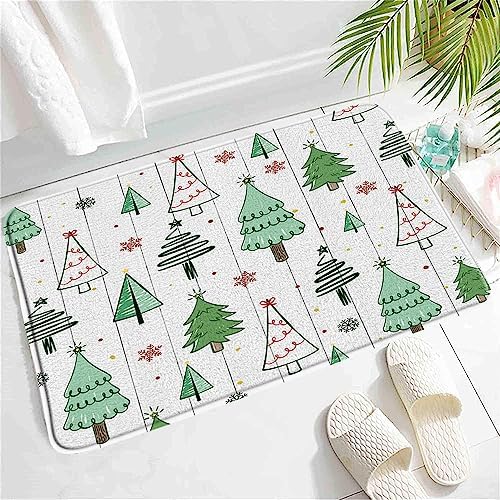 SATRTUD Merry Christmas Bath Mat with Xmas Tree Design